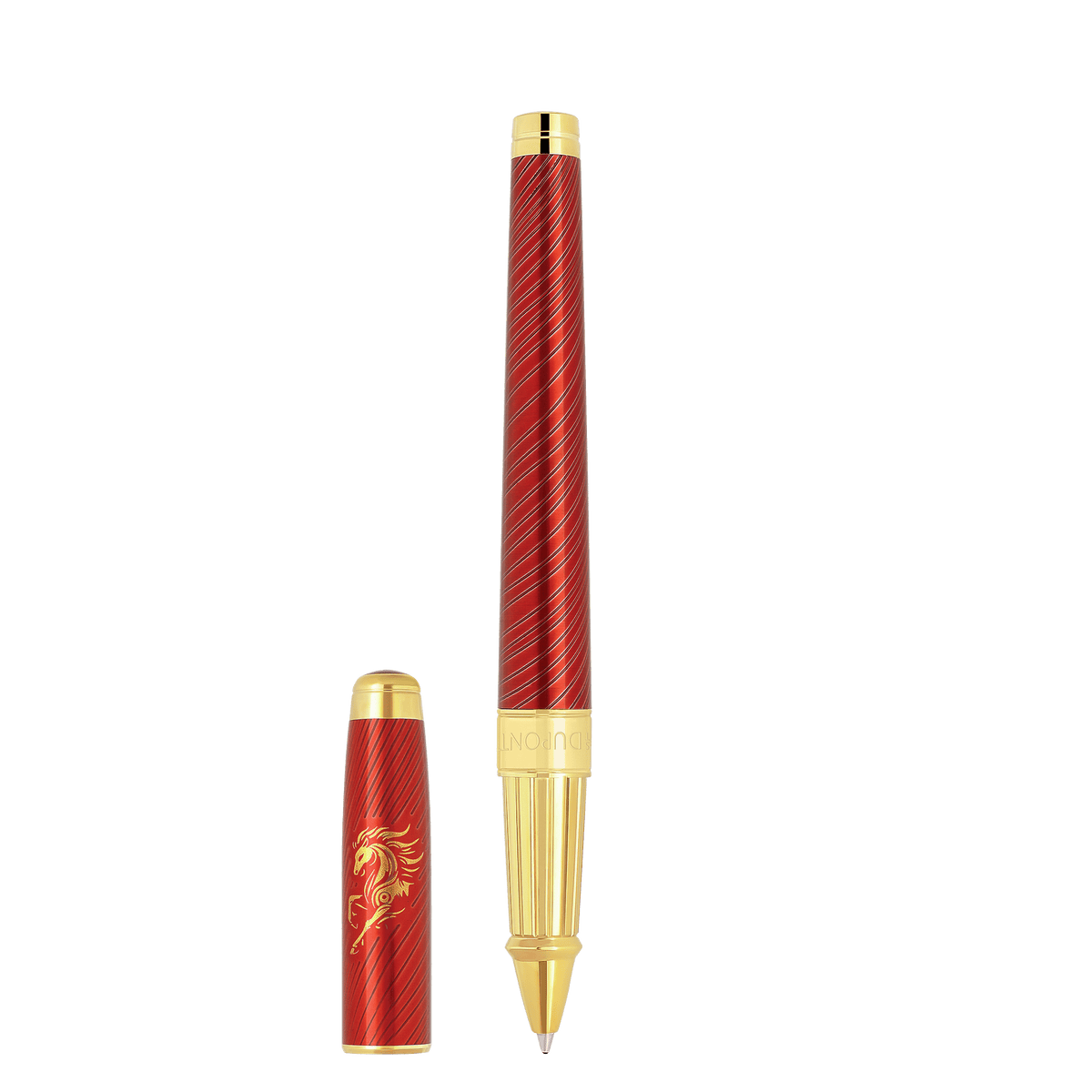 Penna roller large color_red finition_golden Limited - edition_Horse 1 - S.T. Dupont Italy&Spain